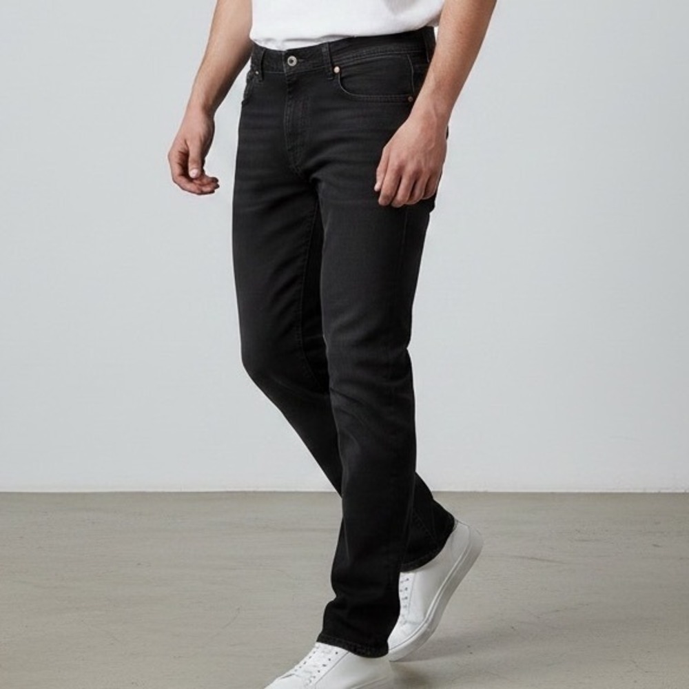 Kenneth Cole New York Mens Black Faded Straight Leg Jeans 44x30 urban goth edgy